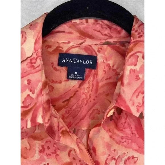 Vintage Ann Taylor sheer Pink Long sleeve silk button-up blouse size 8 - Picture 2 of 12